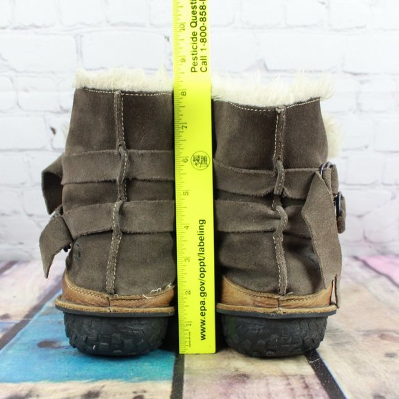 Sorel Tootega Brown Suede Fur Lined Ankle Strap Winter Boots Size 6 M - Picture 7 of 9